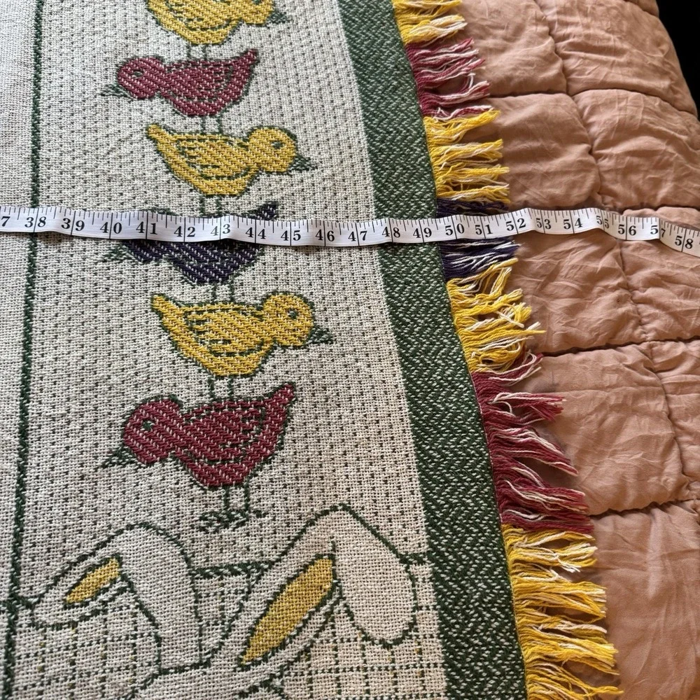 VTG 1994V MWW Bunny Rabbit Throw Blanket Tapestry 69x46 Easter Spring Tulip
